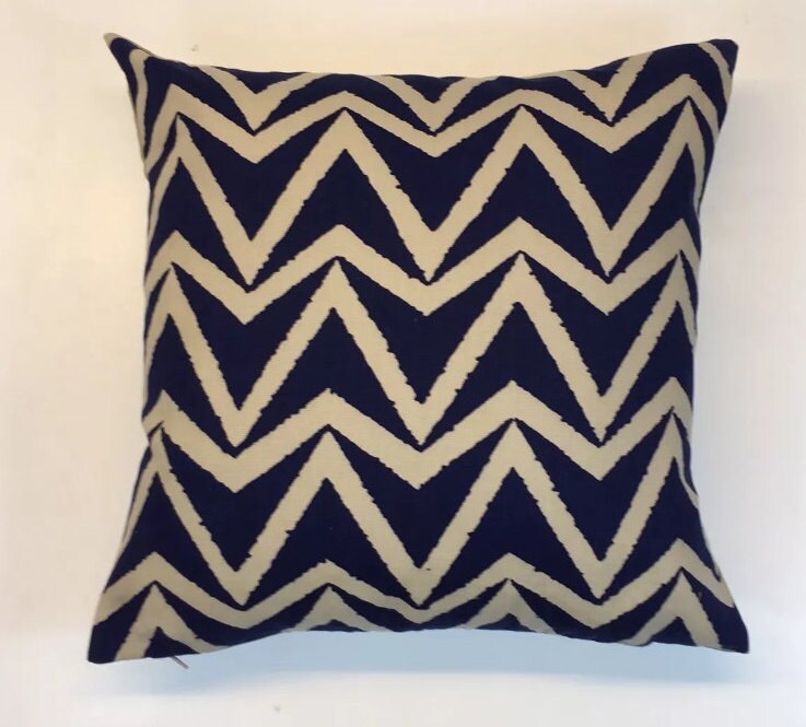 Scion - Dhurrie - 3 Colourways Available - Indigo / Stucco / Sauterine - Chunky Chevron Cushion Cover - Handmade Throw Pillow Designer