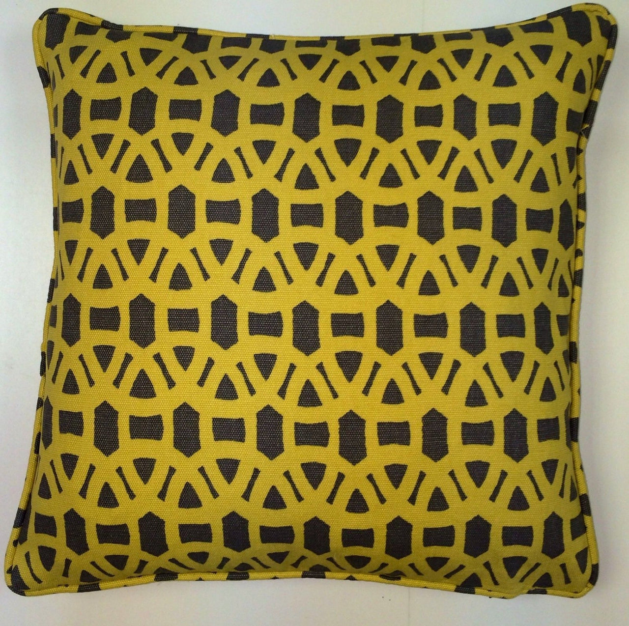 Scion - Lace - Gull / Lemon - Symmetrical Interlocking Geometric Cushion Cover - Handmade Throw Pillow Designer Home Decor