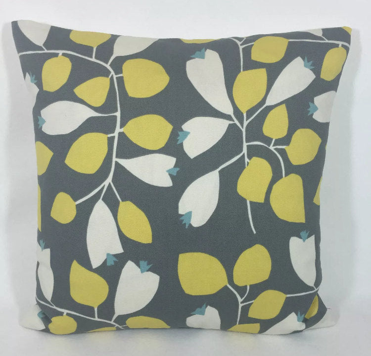 Scion - Rosehip - Lemon / Gull / Chalk / Powder Blue - Simple Floral Retro Cushion Cover - Handmade Throw Pillow Designer Home Decor