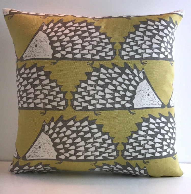 Scion - Spike - Kiwi or Honey - Cute Geometric Hedgehog Cushion Cover Handmade Throw Pillow Designer Home Decor