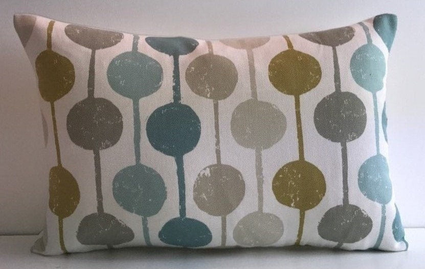 Scion - Taimi - Seaglass / Chalk / Honey - Cheerful Circles and Stripes Cushion Cover - Handmade Throw Pillow Designer Home Decor