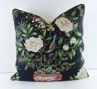 Thumbnail for Zoffany - Romey's Garden - Ebony - Self-Piped Designer Cushion Cover - Handmade Throw Pillow Designer Home Decor