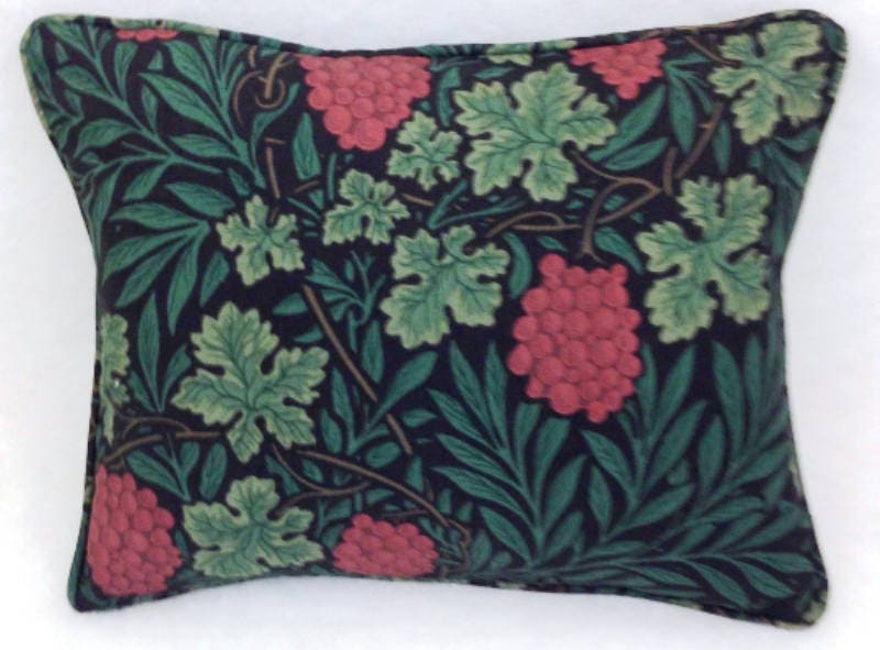 William Morris - Vine - Dark Green / Red - Cushion Cover Throw Pillow Designer Home Decor