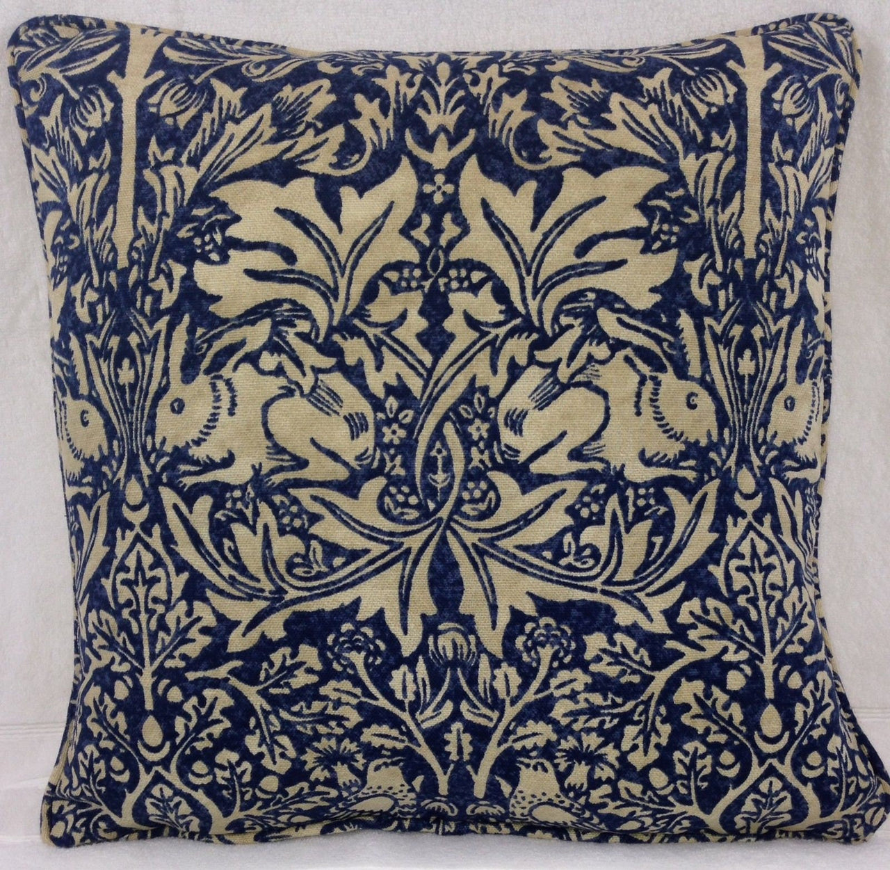 William Morris - Brer Rabbit - Indigo / Vellum - Cushion Covers Throw Pillow Designer Home Decor