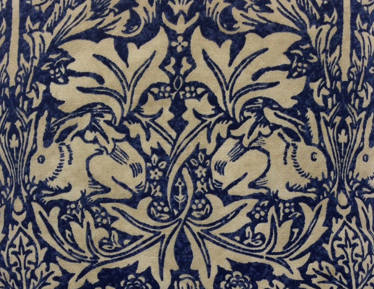 William Morris - Brer Rabbit - Indigo / Vellum - Cushion Covers Throw Pillow Designer Home Decor