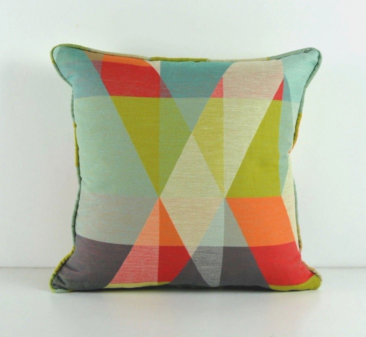 Scion - Axis - Tangerine / Citrus - Geometric Kaleidoscope Cushion Cover - Self-Piped Handmade Throw Pillow - Designer Home Decor