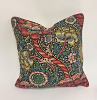 Thumbnail for William Morris - Wandle - Indigo / Carmine - Contrast Piped Cushion Cover Throw Pillow Designer Home Decor