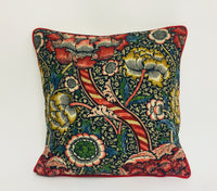 Thumbnail for William Morris - Wandle - Indigo / Carmine - Contrast Piped Cushion Cover Throw Pillow Designer Home Decor