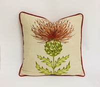 Thumbnail for Voyage - Munro - Rust - Stunning Embroidered Thistle Cushion Cover - Handmade Throw Pillow Designer Home Decor