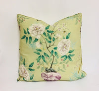 Thumbnail for Zoffany - Romey's Garden - Old Gold - Fabric - Self-Piped Designer Floral Cushion Cover - Handmade Throw Pillow Designer Home Decor