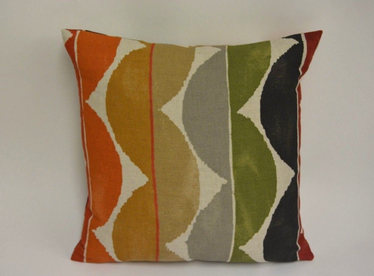 Scion - Yoki - 5 Colourways Available - Terracotta / Berry / Sapphire / Denim / Fig - Retro Curvy Cushion Cover - Handmade Throw Pillow