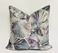 Thumbnail for Voyage Decoration - Nelumbo - Amethyst - Luxurious Watercolour Lotus Leaves Cushion Cover - Handmade Throw Pillow Designer Home Decor