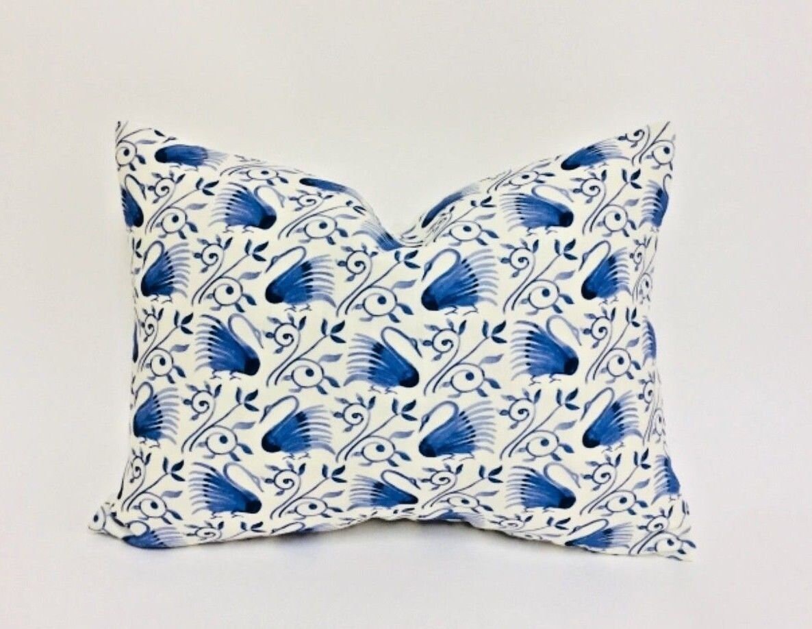 William Morris - Swans - Delft Blue - Cushion Cover Throw Pillow Designer Home Decor