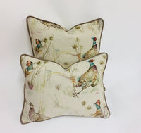 Thumbnail for Voyage - Bowmont Pheasant - Linen - Stunning Contrast Piped Cushion Cover Throw Pillow Designer Home Decor