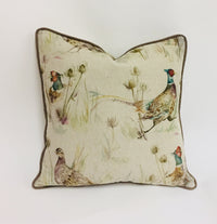 Thumbnail for Voyage - Bowmont Pheasant - Linen - Stunning Contrast Piped Cushion Cover Throw Pillow Designer Home Decor