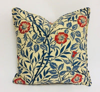 Thumbnail for William Morris - Sweet Briar - Indigo / Red - Self-Piped Cushion Cover Throw Pillow Designer Home Decor