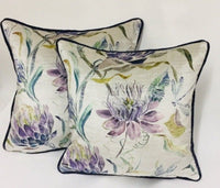 Thumbnail for Voyage - Moorehaven Velvet - Periwinkle - Stunning Thistle & Dragonfly Velvet Cushion Cover - Handmade Throw Pillow Designer Home Decor