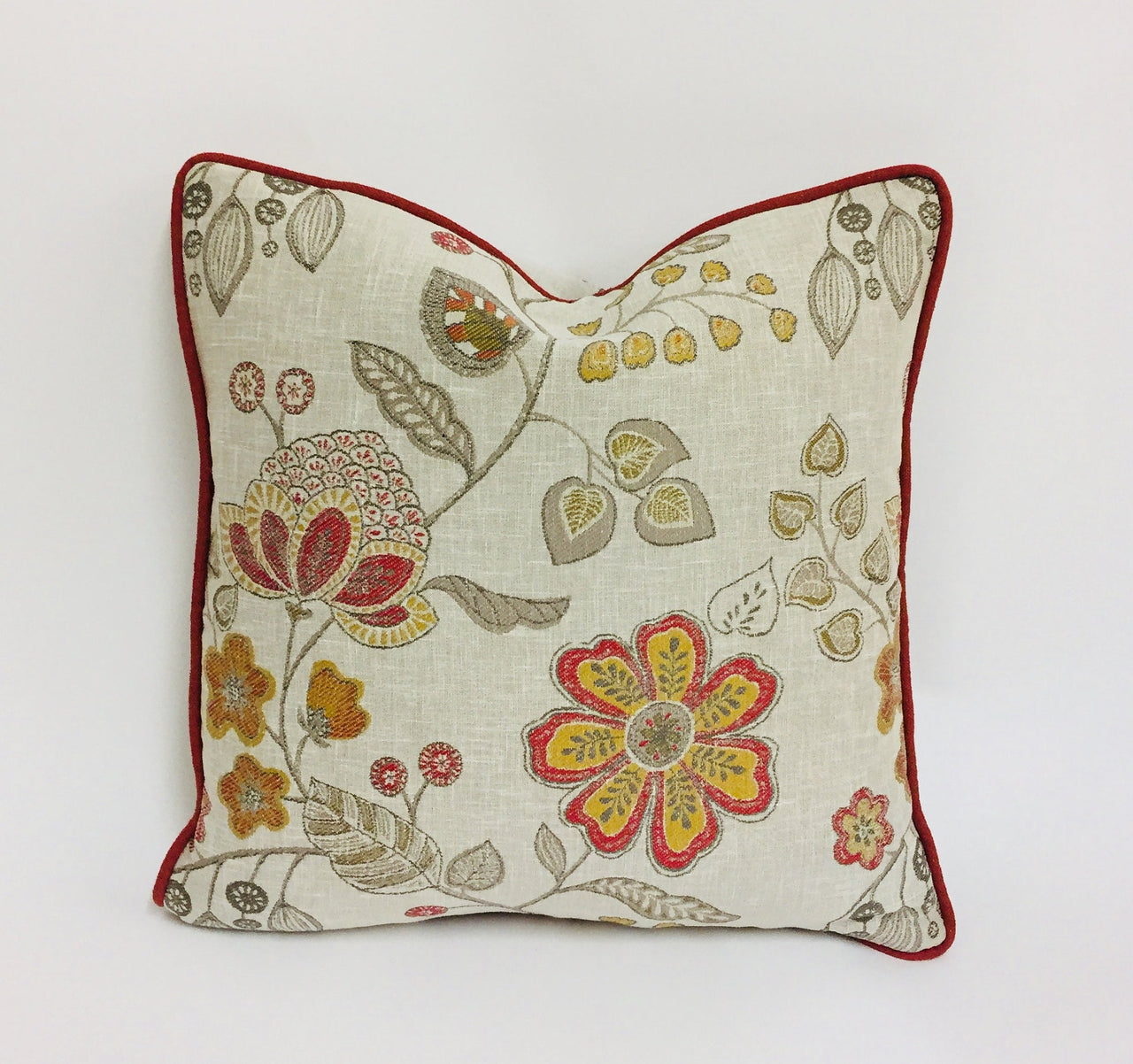 Voyage - Hartwell - Terracotta - Warm Floral Jacquard Cushion Cover - Handmade Throw Pillow - Designer Home Decor