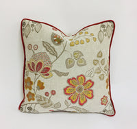 Thumbnail for Voyage - Hartwell - Terracotta - Warm Floral Jacquard Cushion Cover - Handmade Throw Pillow - Designer Home Decor