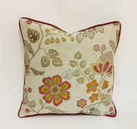 Thumbnail for Voyage - Hartwell - Terracotta - Warm Floral Jacquard Cushion Cover - Handmade Throw Pillow - Designer Home Decor