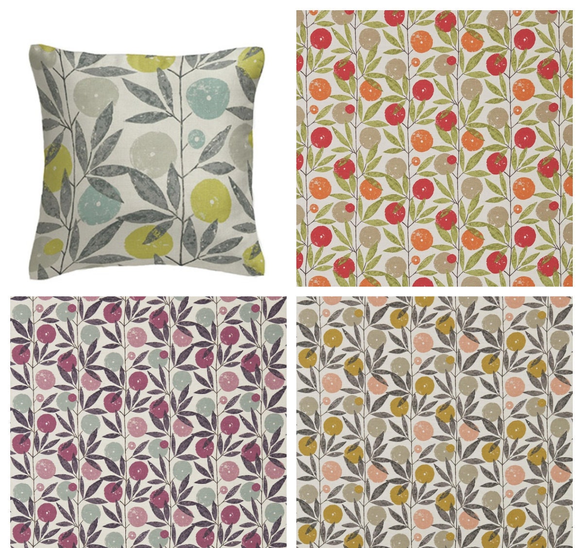 Scion - Blomma - 4 Colourways Available - Kiwi / Heather / Toffee / Tangerine - Retro Floral Cushion Cover - Handmade Throw Pillow Designer