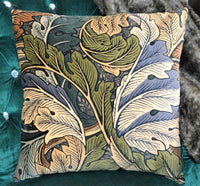 Thumbnail for William Morris - Acanthus Velvet - Slate Blue / Thyme - Cushion Cover Throw Pillow Designer Home Decor