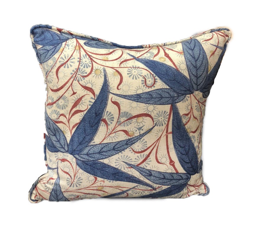 William Morris - Bamboo - Indigo / Woad - Cushion Cover Throw Pillow Designer Home Decor