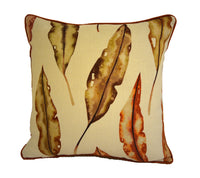 Thumbnail for Harlequin - Kinina - Mandarin / Fig - Delicate Watercolour Leaves Cushion Cover Contrast Piped Throw Pillow Designer Home Decor