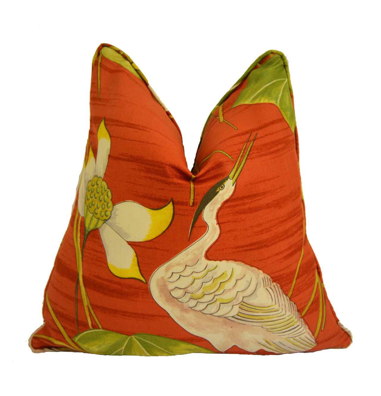 Sanderson - Heronsford - Coral / Yellow - Cushion Cover Throw Pillow Designer Home Decor