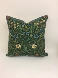 Thumbnail for William Morris & Co - Blackthorn - Green - Stunning Contrast Piped Cushion Cover Throw Pillow Designer Home Decor