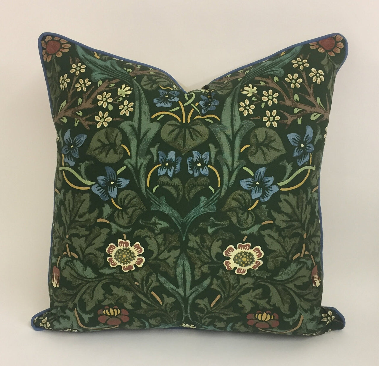 William Morris & Co - Blackthorn - Green - Stunning Contrast Piped Cushion Cover Throw Pillow Designer Home Decor