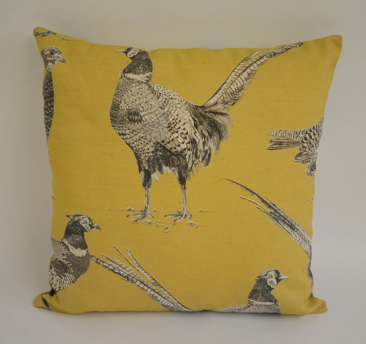 Voyage Decoration - Venatu - Corn - Artistic Pen Drawn Pheasant Cushion Cover - Handmade Throw Pillow - Designer Country Home Decor