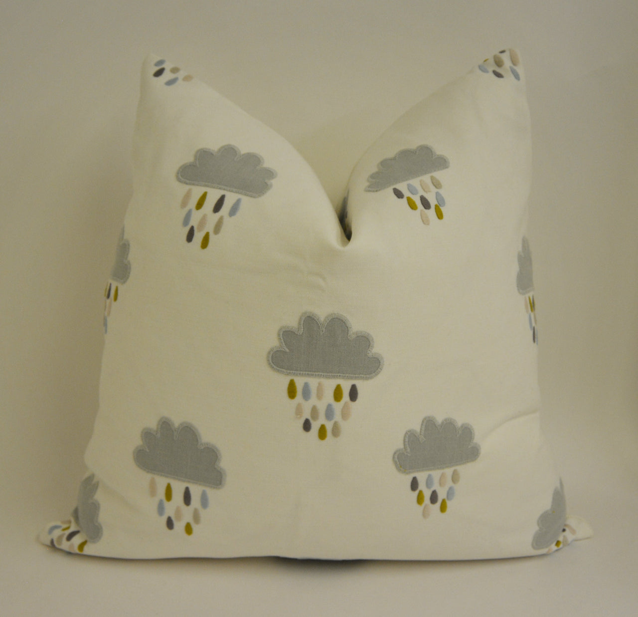 Scion - April Showers - Three Colours Available - Delightful Embroidered Cloud Cushion Cover Handmade Throw Pillow Designer Home Decor