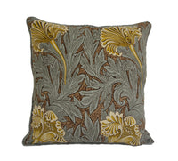 Thumbnail for William Morris - Tulip - Bullrush / Slate - Contrast Piped Cushion Cover Throw Pillow