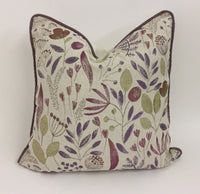 Thumbnail for Voyage - Winslow Linen - Cream / Heather - Effortless Floral Jacquard Weave Cushion Cover - Handmade Throw Pillow Designer Home Decor