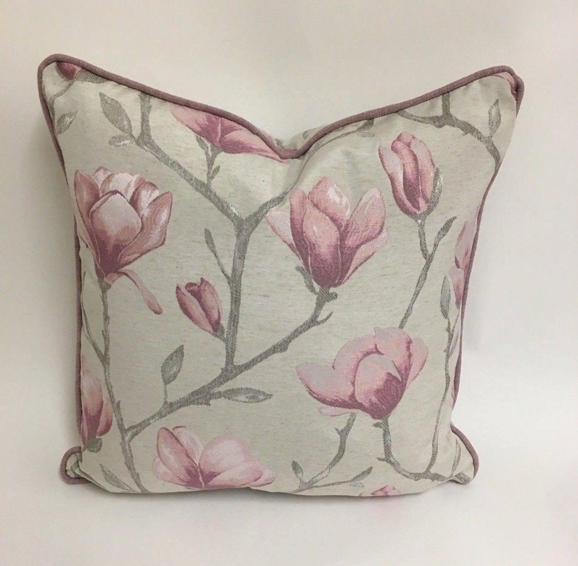 Voyage - Chatsworth - Rose - Magnificent Jacquard Magnolia Cushion Cover - Handmade Throw Pillow Designer Home Decor