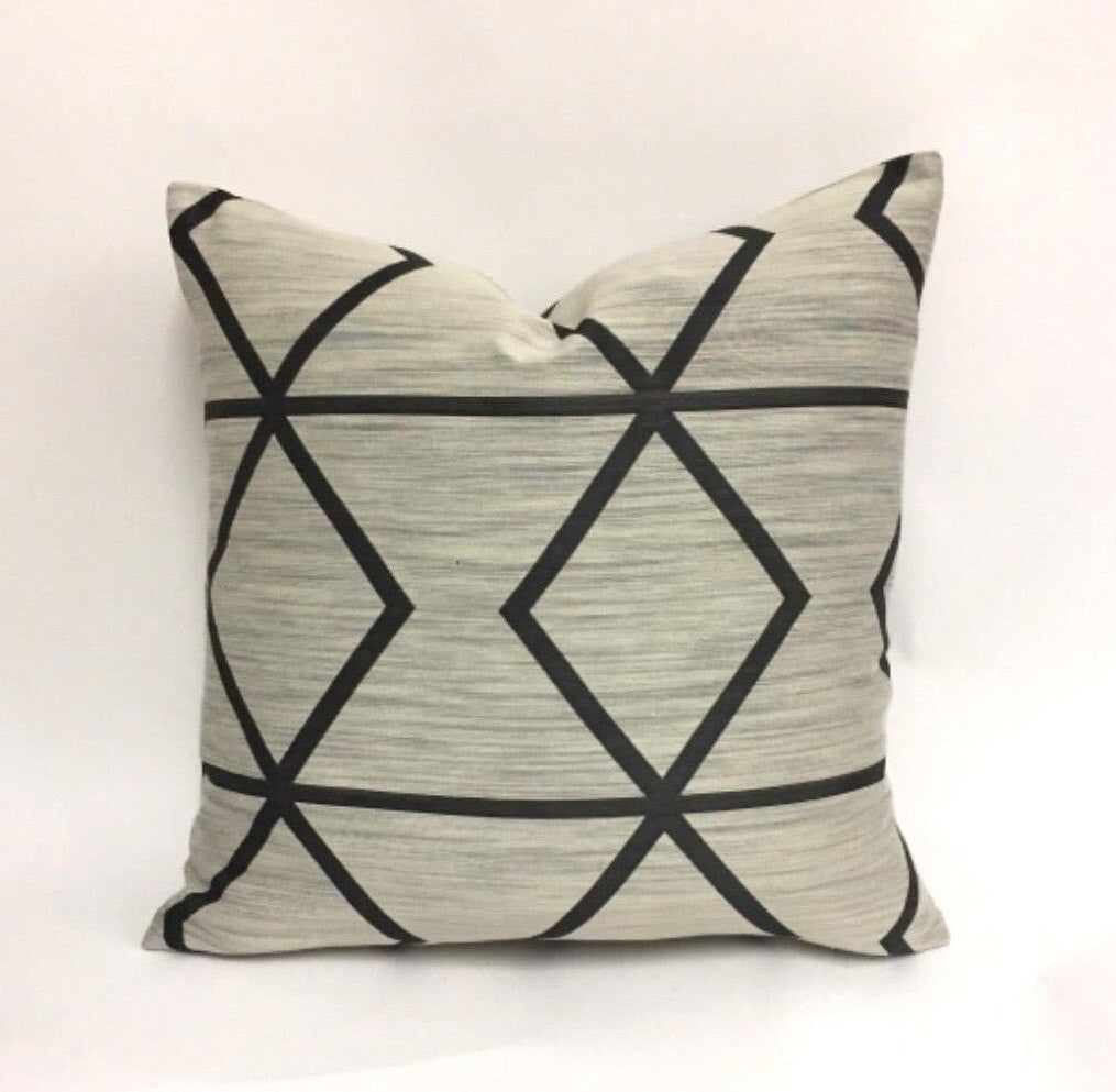 Scion - Pivot - Taupe / Onyx - Stylish Neutral Geometric Cushion Cover - Handmade Throw Pillow Designer Home Decor