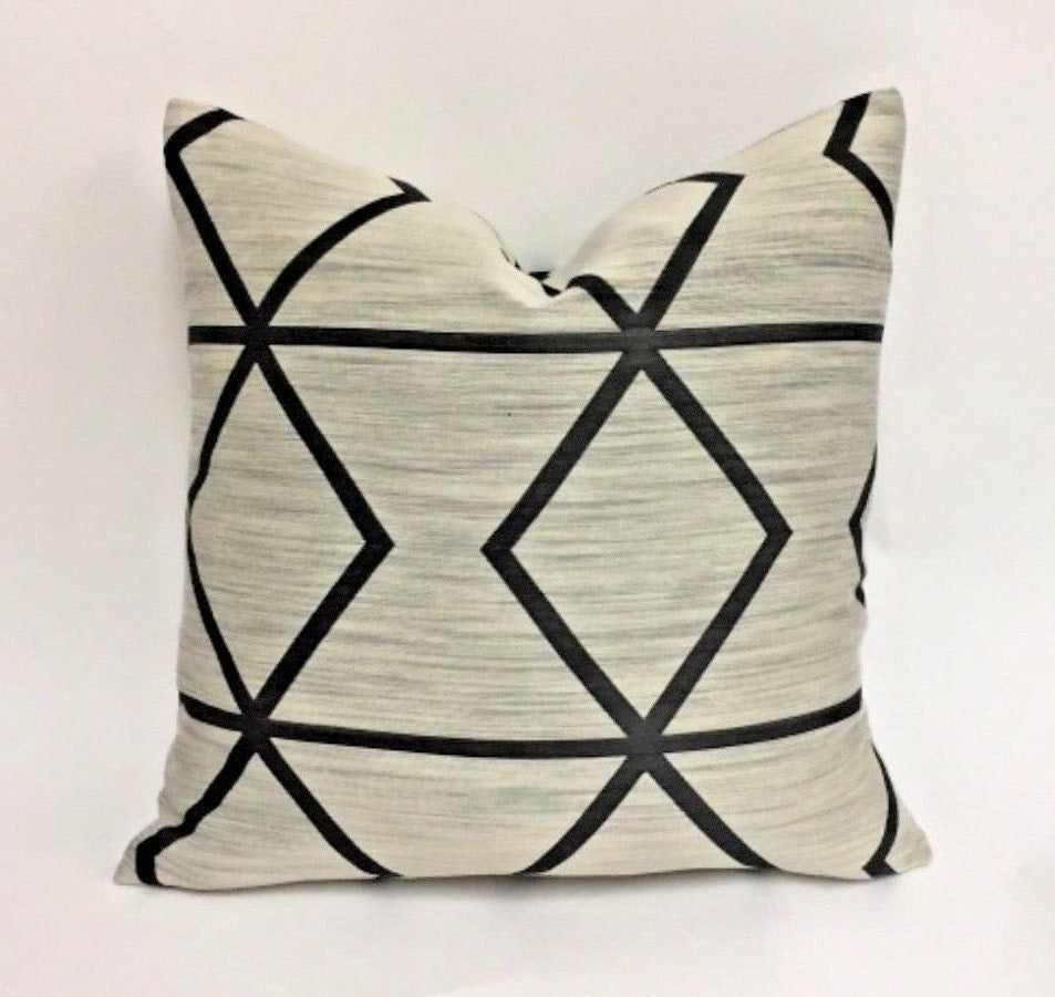 Scion - Pivot - Taupe / Onyx - Stylish Neutral Geometric Cushion Cover - Handmade Throw Pillow Designer Home Decor