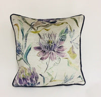 Thumbnail for Voyage - Moorehaven Velvet - Periwinkle - Stunning Thistle & Dragonfly Velvet Cushion Cover - Handmade Throw Pillow Designer Home Decor