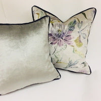 Thumbnail for Voyage - Moorehaven Velvet - Periwinkle - Stunning Thistle & Dragonfly Velvet Cushion Cover - Handmade Throw Pillow Designer Home Decor