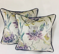 Thumbnail for Voyage - Moorehaven Velvet - Periwinkle - Stunning Thistle & Dragonfly Velvet Cushion Cover - Handmade Throw Pillow Designer Home Decor