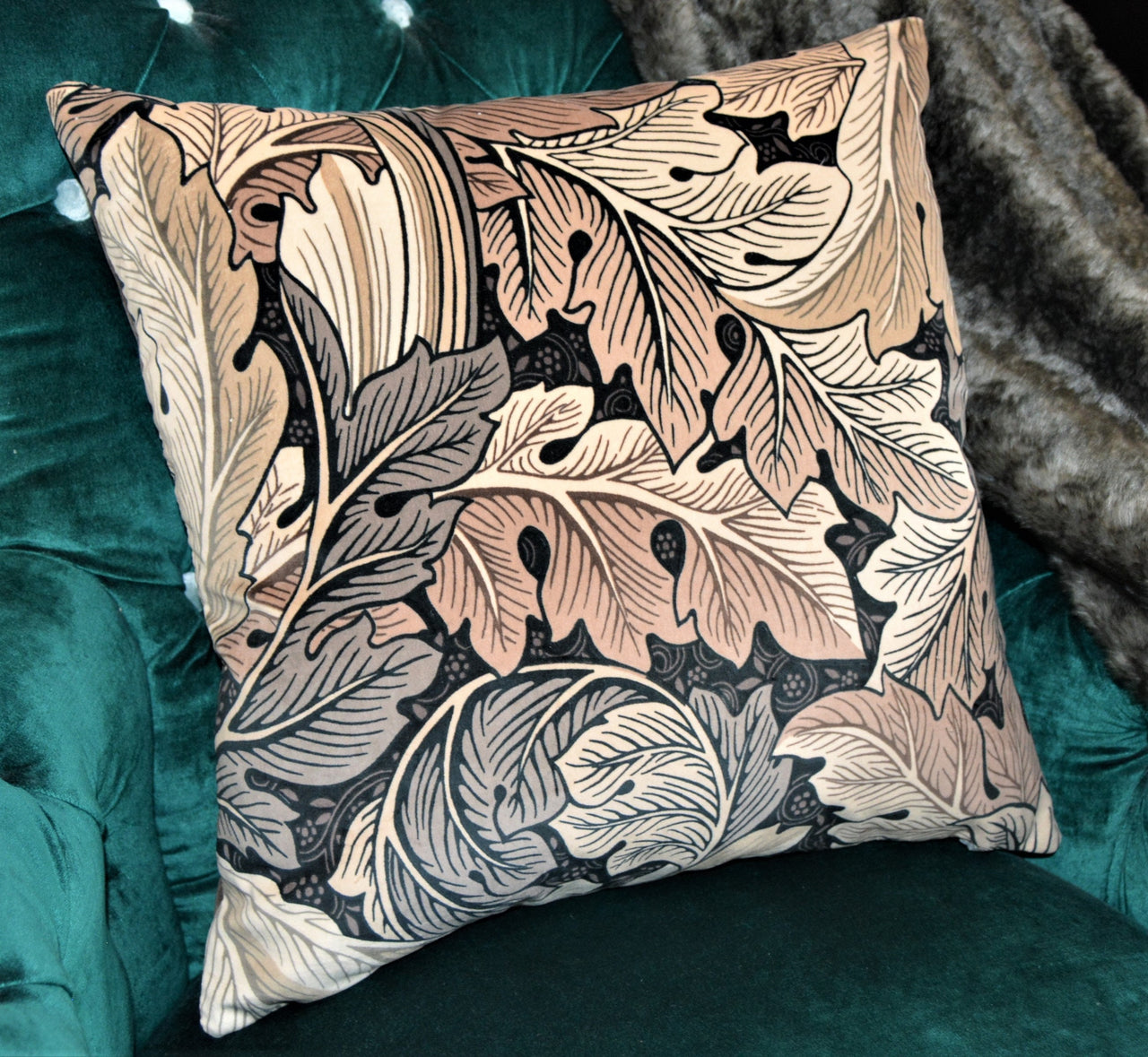 William Morris - Acanthus Velvet - Charcoal Grey - Cushion Cover Throw Pillow Designer Home Decor