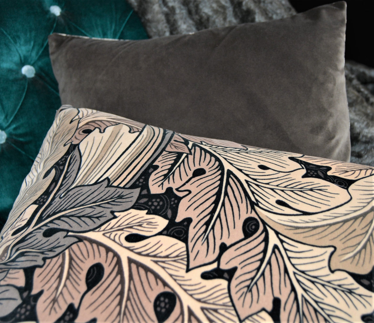 William Morris - Acanthus Velvet - Charcoal Grey - Cushion Cover Throw Pillow Designer Home Decor