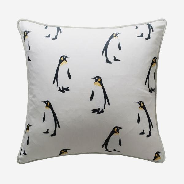 Andrew Martin - Tux - Snow - Contrast Piped Penguin Designer Home Decor Stunning Cushion Cover Throw Pillow