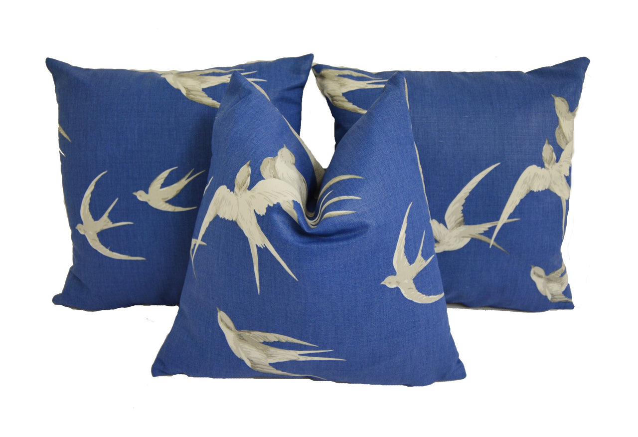 Sanderson - Swallows - Navy - Limited Edition Cushion Cover Throw Pillow Designer Home Decor