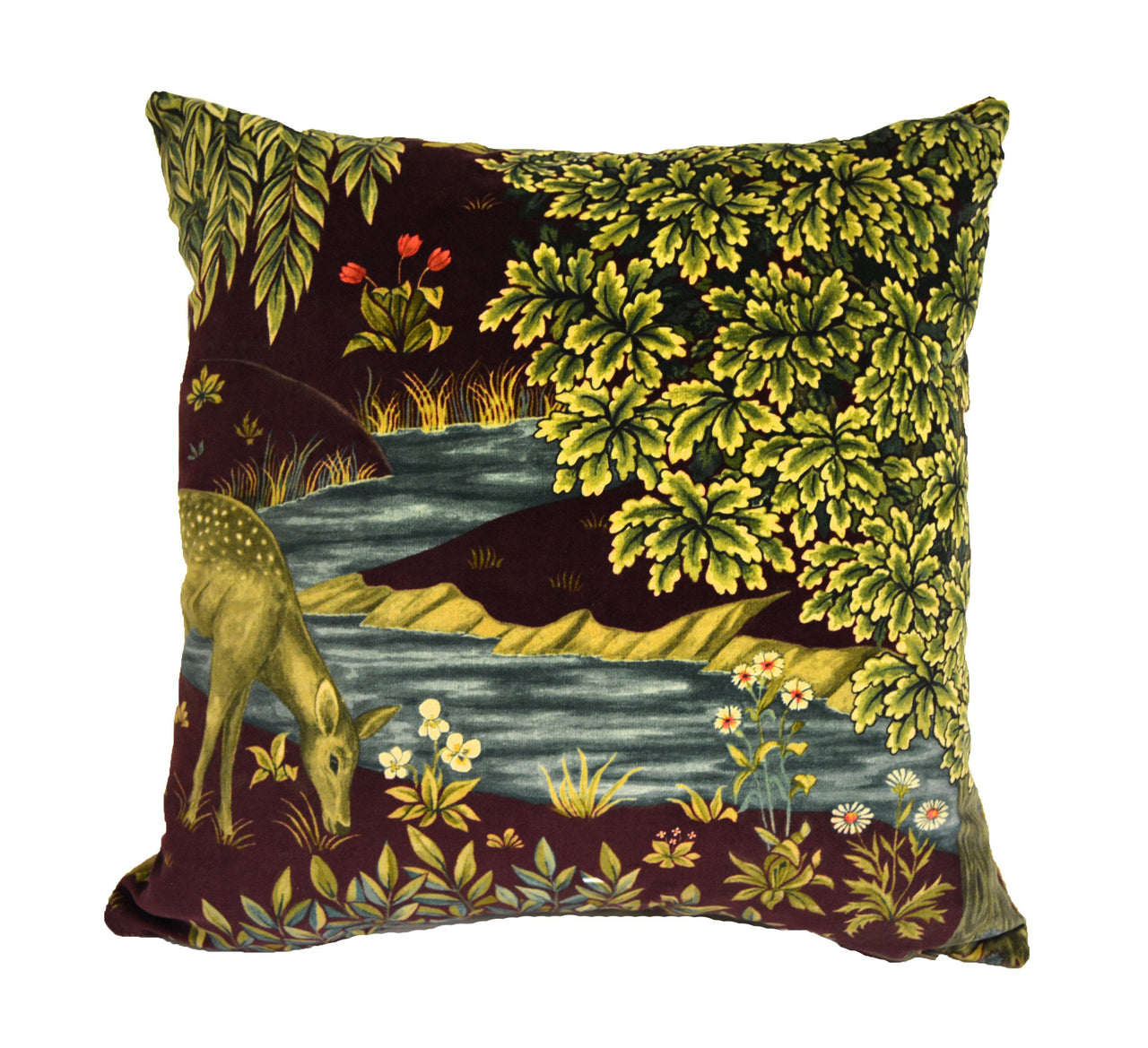 William Morris - The Brook Velvet - Tapestry Red - Classic English Medieval Velvet Designer Cushion Cover - Luxury Throw Pillow - Handmade