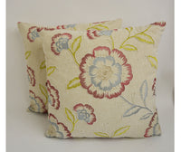 Thumbnail for Clarke and Clarke - Richmond - Raspberry / Duckegg - Stunning Embroidered Designer Cushion Cover Throw Pillow Home Decor