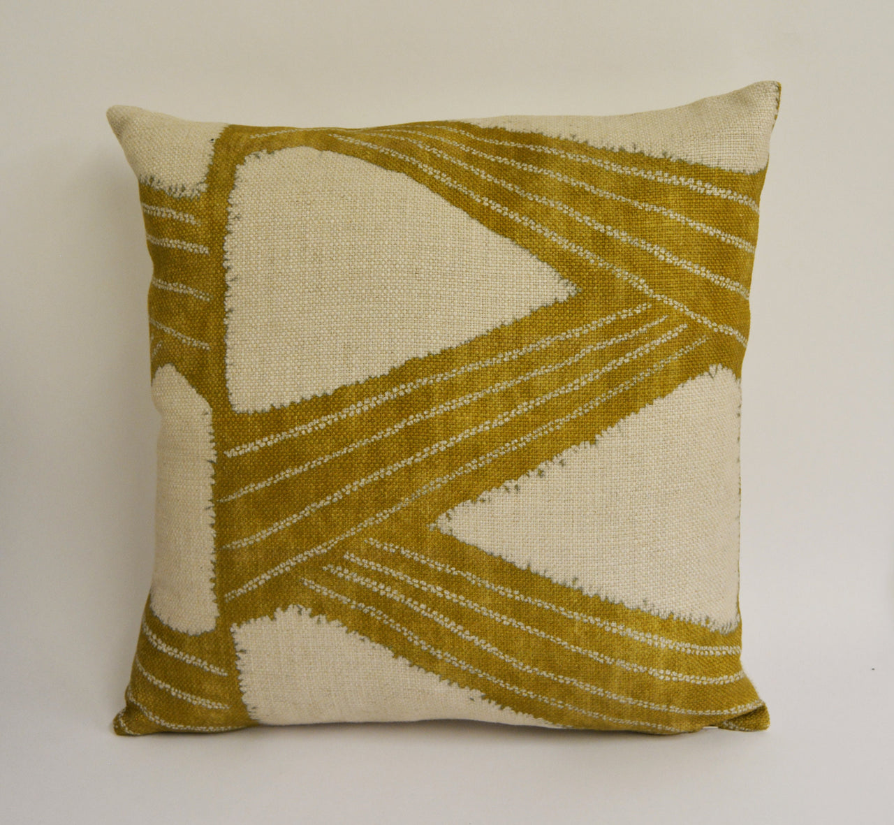 Zoffany - Kanoko - Gold - Abstract Japanese Inspired Shibori Zig Zag Cushion Cover - Handmade Throw Pillow Designer Home Decor