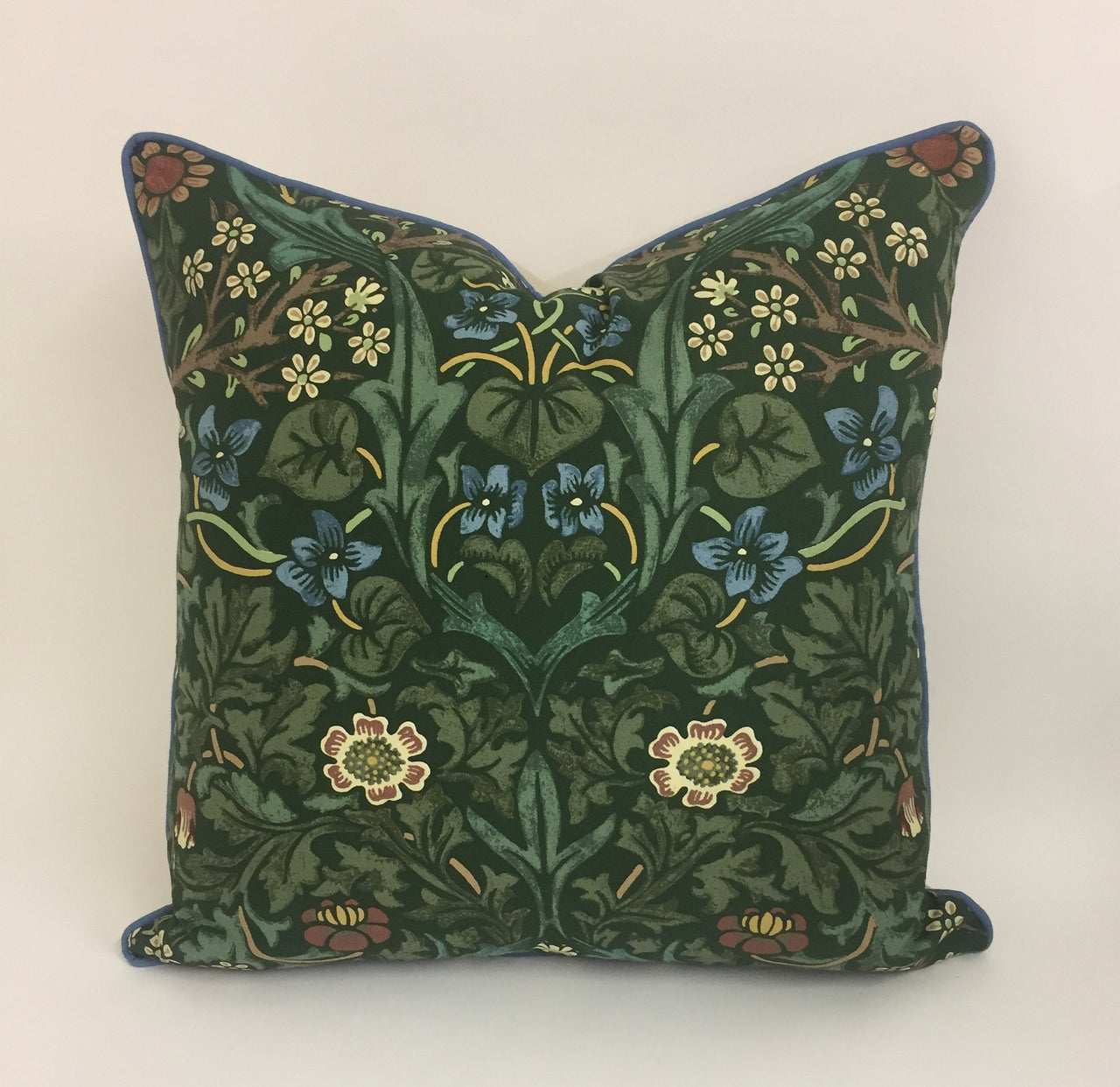 William Morris & Co - Blackthorn - Green - Stunning Contrast Piped Cushion Cover Throw Pillow Designer Home Decor