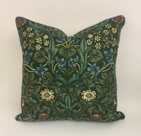 Thumbnail for William Morris & Co - Blackthorn - Green - Stunning Contrast Piped Cushion Cover Throw Pillow Designer Home Decor